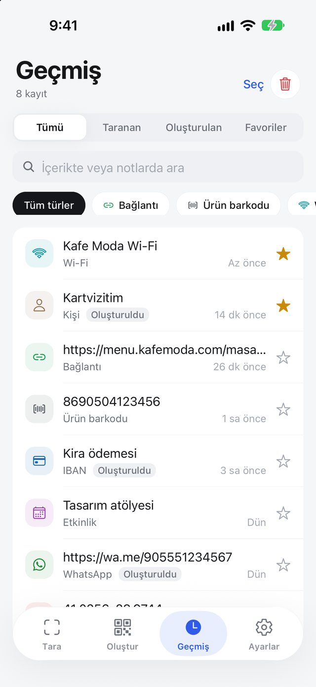 Geçmiş listesi
